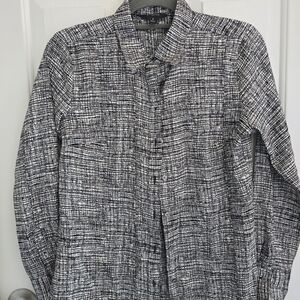 Banana Republic Black & White Abstract Print Button-Up Shirt Size Small